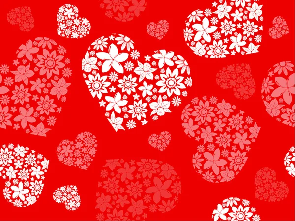 Seameless Background Floral Hearts — Stock Vector
