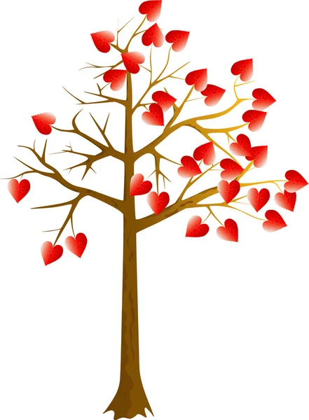 Scarlet Hearts Tree White Background — Stock Vector