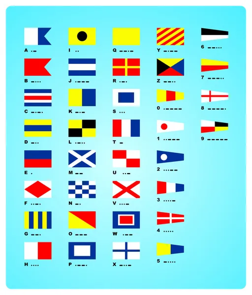 Die Vektor Nautischen Flaggen Und Der Morsecode — Stockvektor