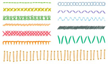 Vector collection of different form and color stitches clipart