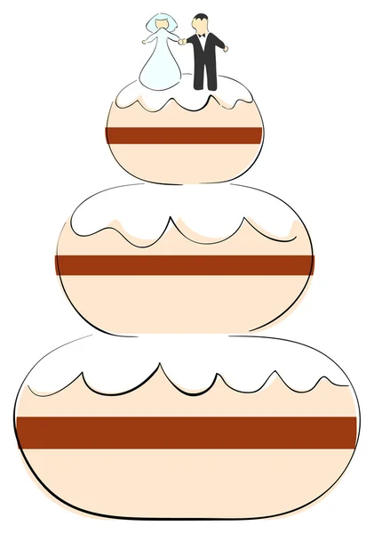 Gâteau Mariage Vectoriel Dans Stile Rétro — Image vectorielle