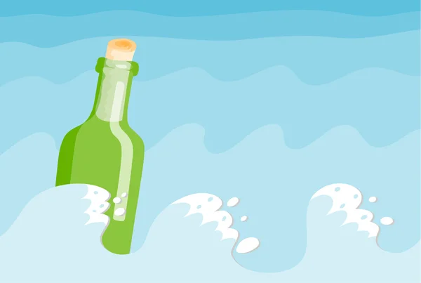 Vector Green Bottle Sea — Stock Vector