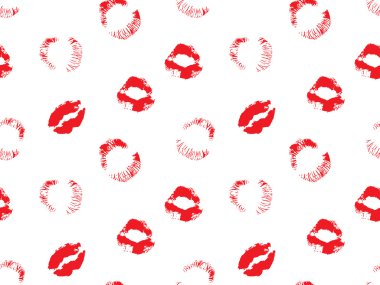 Vector seameless pattern with red lips on a white background clipart