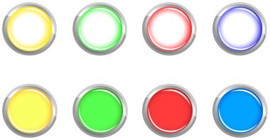 Sarı, mavi, yeşil ve kırmızı düğme koleksiyonunun vektör