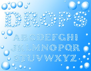 Water drops alphabet clipart