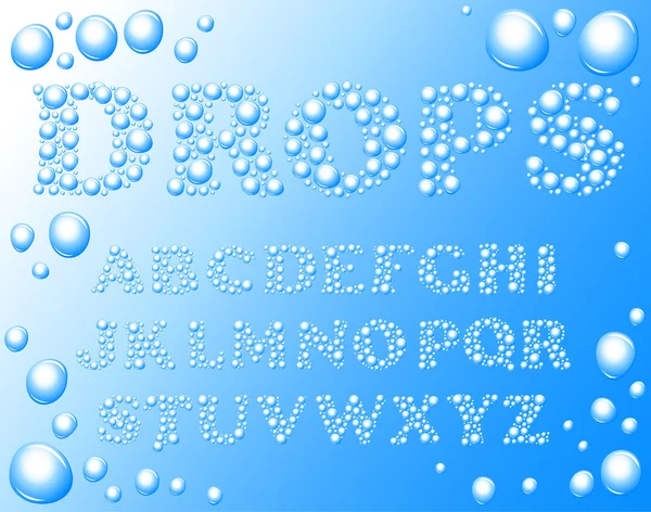 Alphabet gouttes d'eau — Image vectorielle