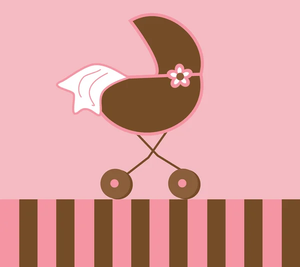 Baby flicka barnvagn — Stock vektor