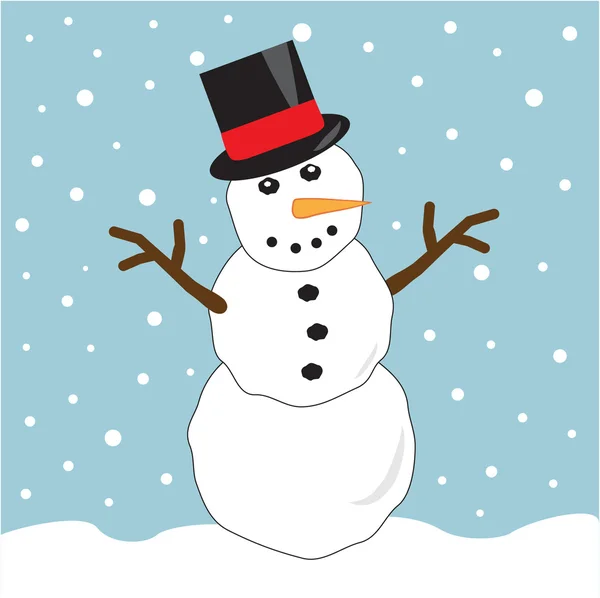 Un bonhomme de neige portant un chapeau haut de forme — Image vectorielle