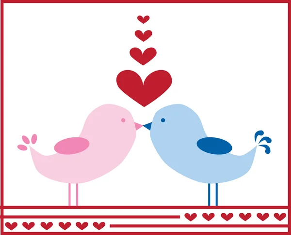 Valentine Amor Pássaros Beijando — Vetor de Stock