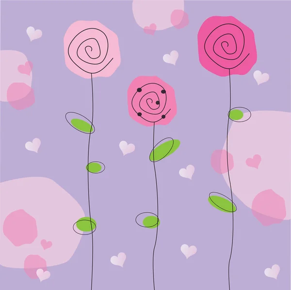 Alla Hjärtans Ganska Rosa Och Lila Blommor — Stock vektor