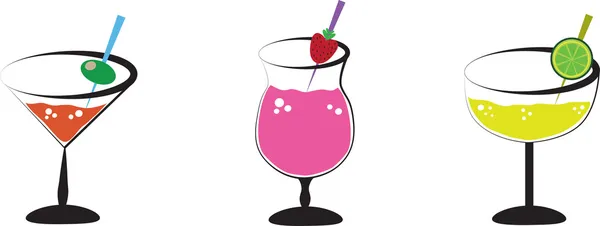 玛格丽塔鸡尾酒马提尼酒欢乐时光饮料 — 图库矢量图片