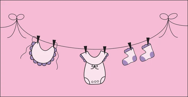 Wäscheleine für Mädchen — Stockvektor