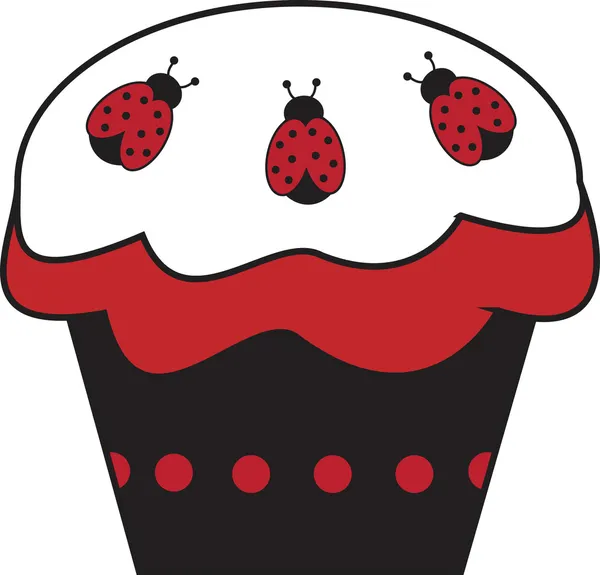 Cupcake coccinella — Vettoriale Stock