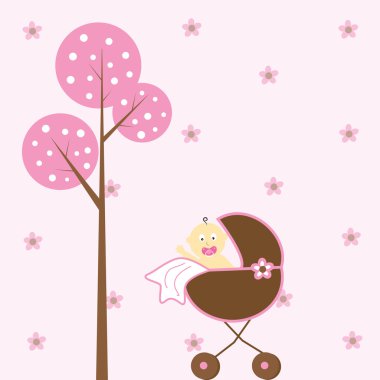 Baby Girl in Stroller clipart