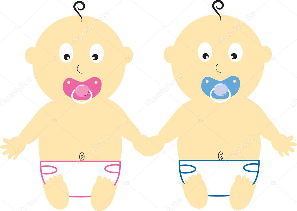 Babies Holding Hands — Stock Vector © keeweegirl #5336231