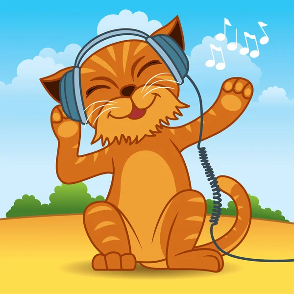 음악 고양이 — 스톡 벡터