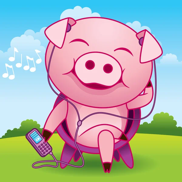 Music Pig — Stock Vector