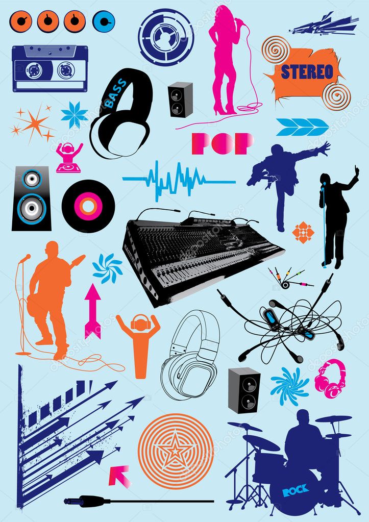 Vector pack with pop music elements.