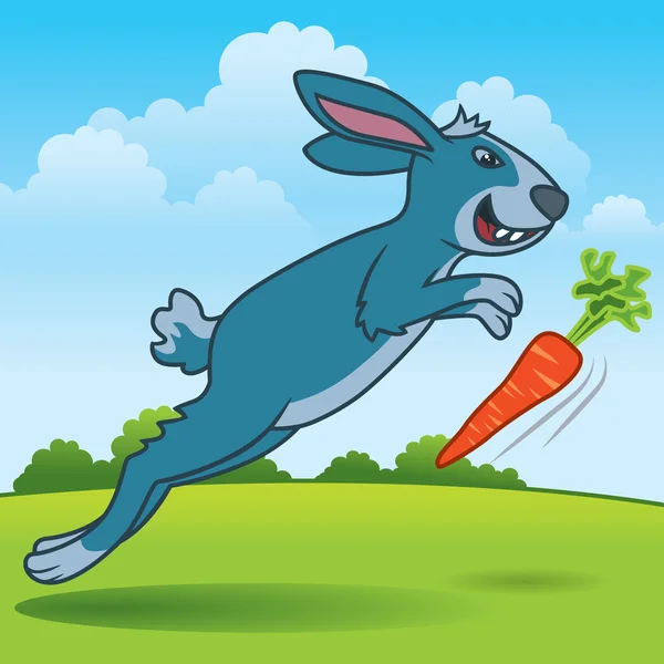 Rabbit Chasing a Carrot — Stock Vector