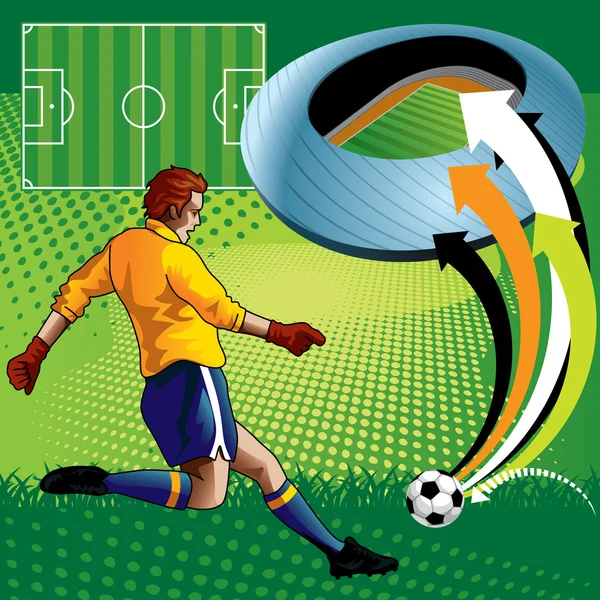 Soccer Player in Stadium — Stock Vector