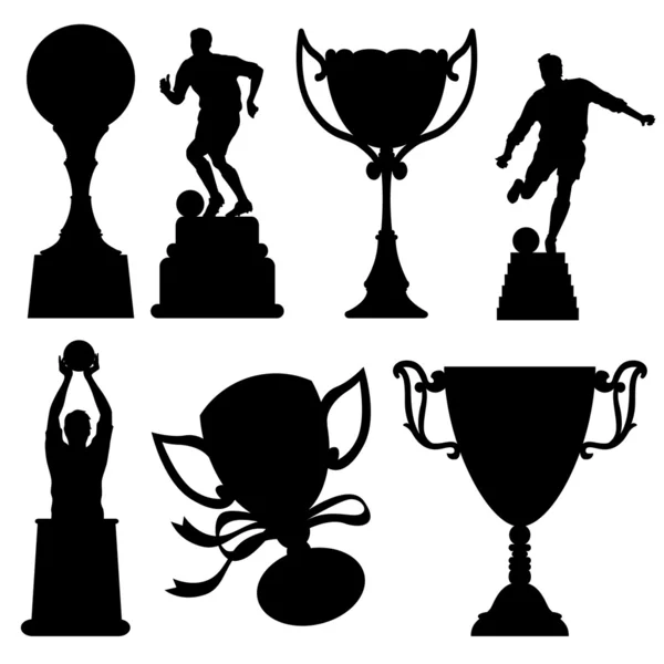 Siluetas de trofeos deportivos — Vector de stock