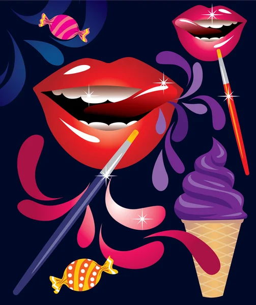 糖果的嘴唇 — 图库矢量图片