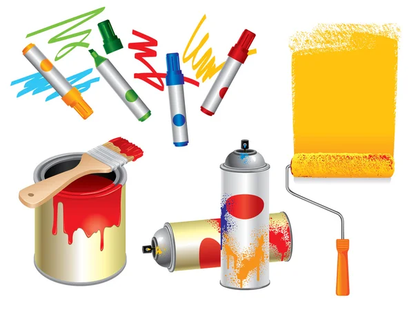 Paint, draw and spray tools. — Wektor stockowy