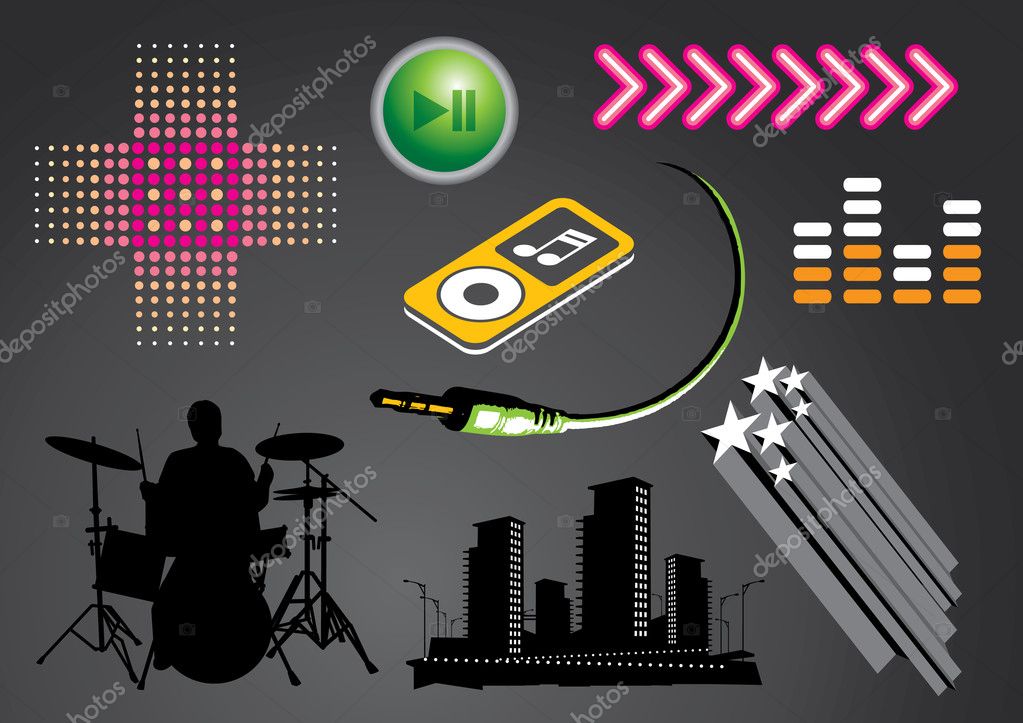 Vector set with different urban design elements.