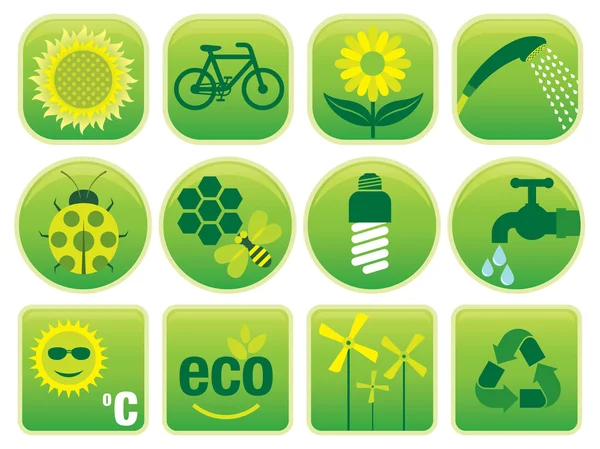 Ecology Environment Icons — Stock Vector