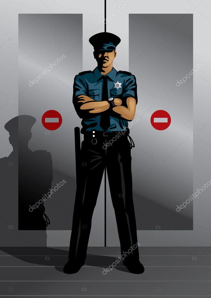 Hombre de seguridad de dibujos animados imágenes de stock de arte vectorial  | Depositphotos