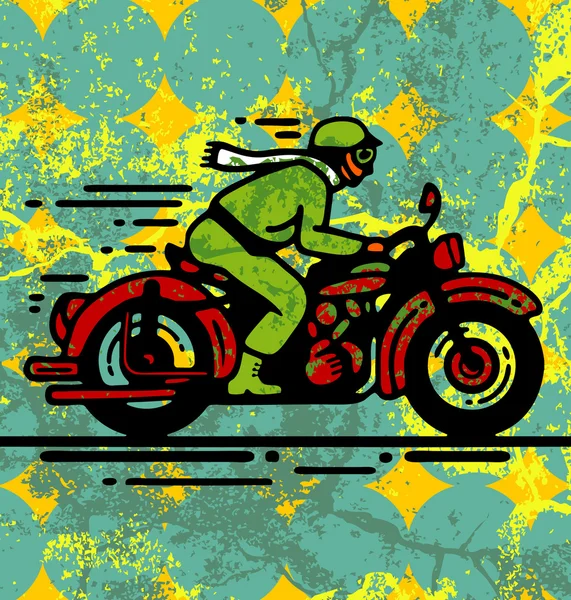 Motociclista vintage — Vector de stock
