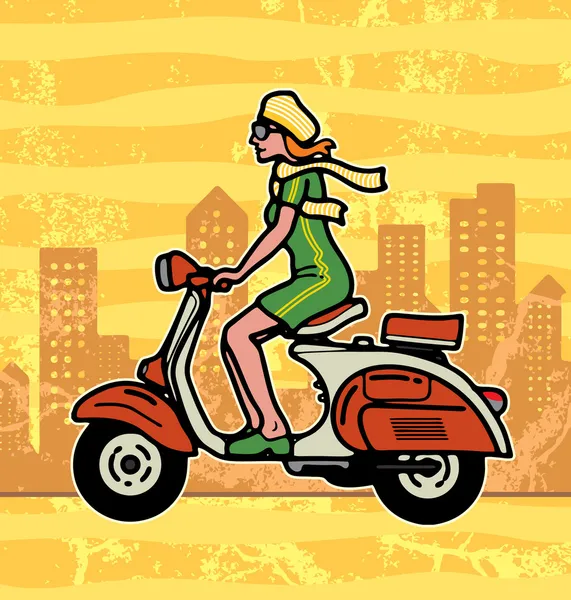 Scooter fille — Image vectorielle