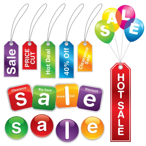 Sale Labels, Discount Tags — Stock Vector