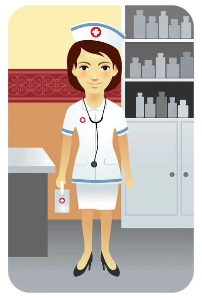 Verpleegkundige, ziekenhuis — Stockvector