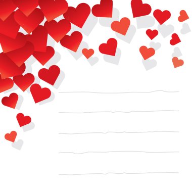 Valentine post it illustration with red hearts. clipart