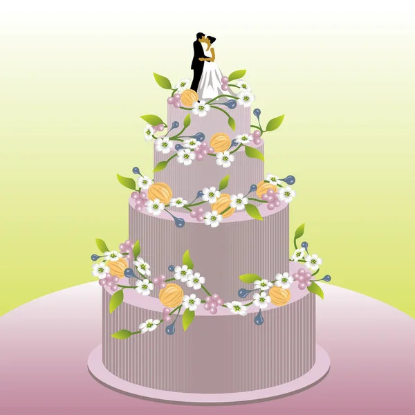 Векторная Иллюстрация Свадебного Торта — стоковый вектор