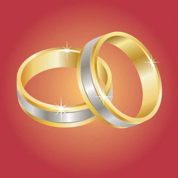 Vector Illustration Gold Silver Wedding Rings — Stock Vector