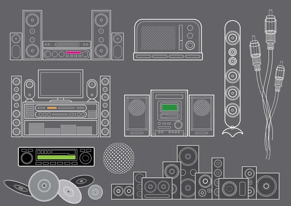 Συσκευές Μουσικής Καλωδίων Πλαίσιο Σύνολο Εικόνα Είναι Μέρος Του Μουσική — Διανυσματικό Αρχείο