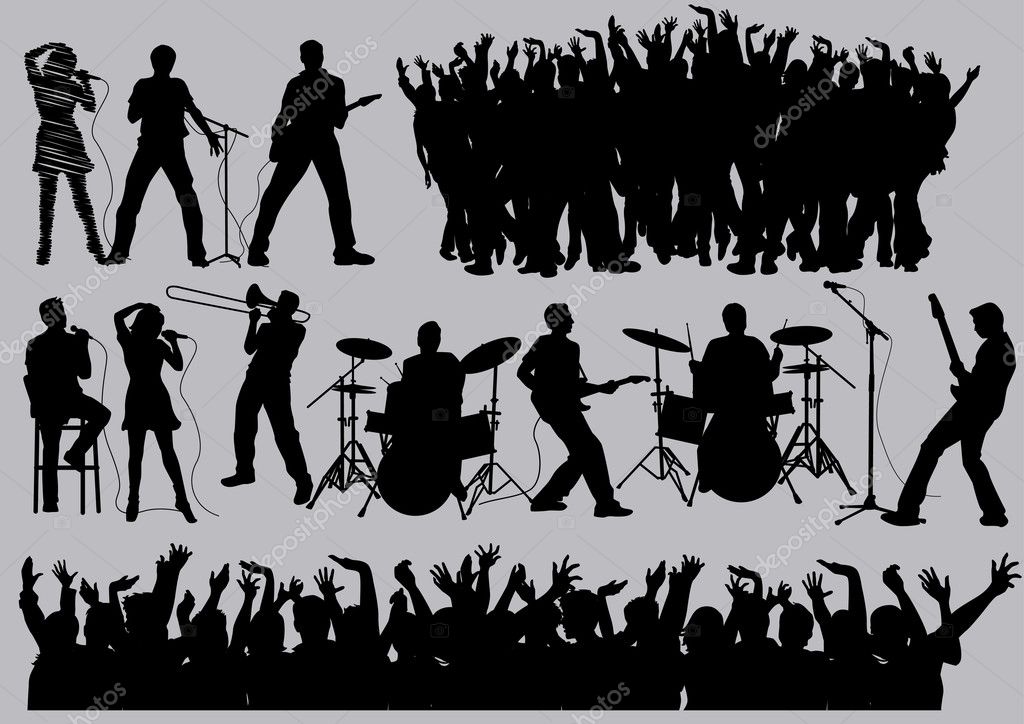 rock band silhouette vector free