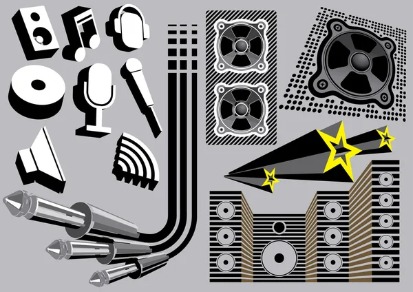 Sound Elements Set Image Part Music Collection — Stock Vector