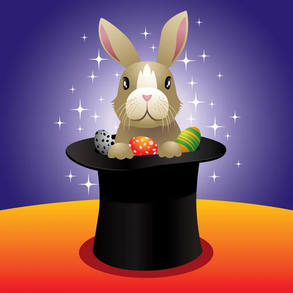一顶帽子里出来的复活节兔子 — 图库矢量图片