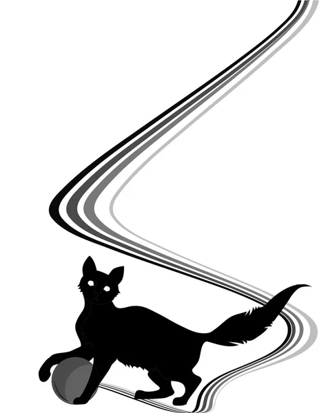 Gato jugando con un hilo — Vector de stock