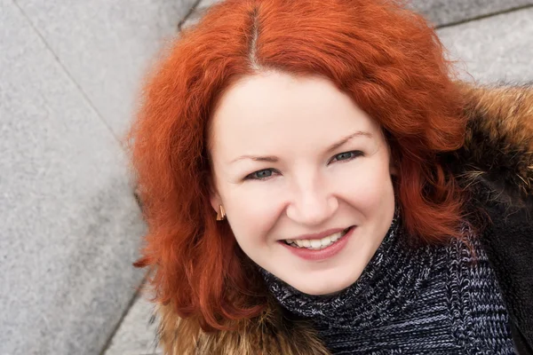 stock image Gorgeous smiling girl with red hair