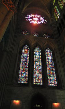 Interior of a cathedral in Reims. clipart