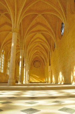 Interior view of a medieval hall clipart