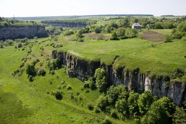 Canyon van de rivier de smotrych. kamianets-podilsky. Oekraïne Rechtenvrije Stockfoto's