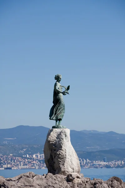 Stock image Bronze sculpture of Maiden with Seagull, Opatija, Croatia