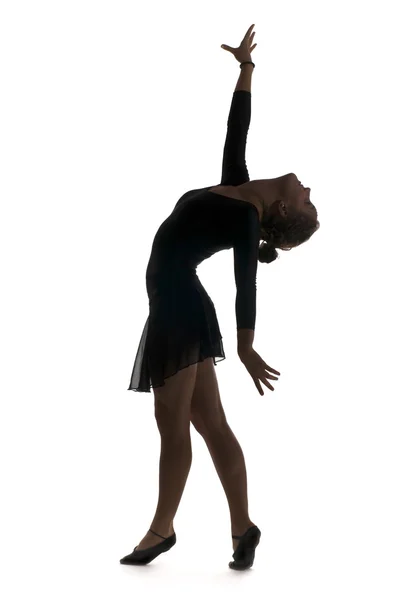 Beautiful ballerina in black dress — Stock Photo, Image