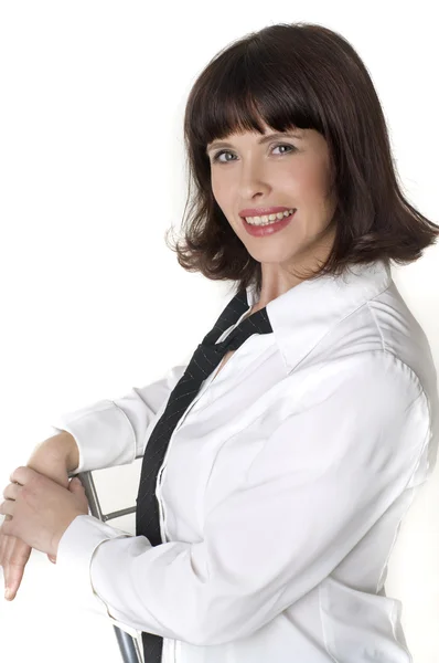 Business woman in a white blouse — Stock Photo, Image