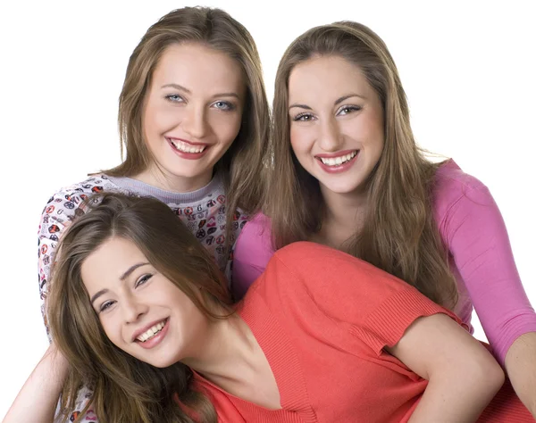 Portrét tří mladých krásných dívek, šťastný — Stock fotografie